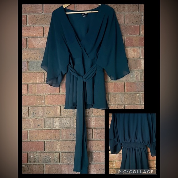 City Chic Tops - City chic emerald green top. Size L (20) flowing sleeves. Elastic at the back